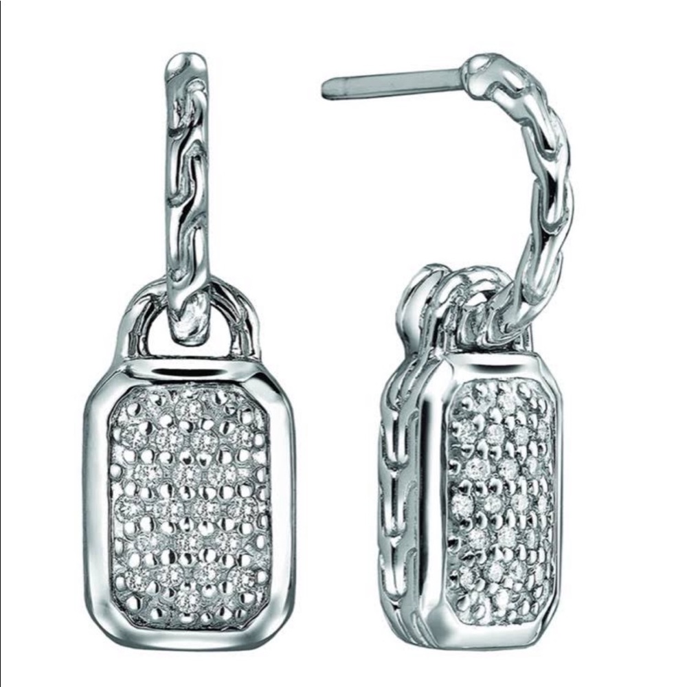 John Hardy diamond pave door knocker earrings